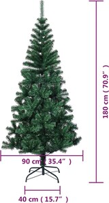 thumbnail of vidaXL Künstlicher Weihnachtsbaum Schillernde Spitzen Grün 180 cm PVC