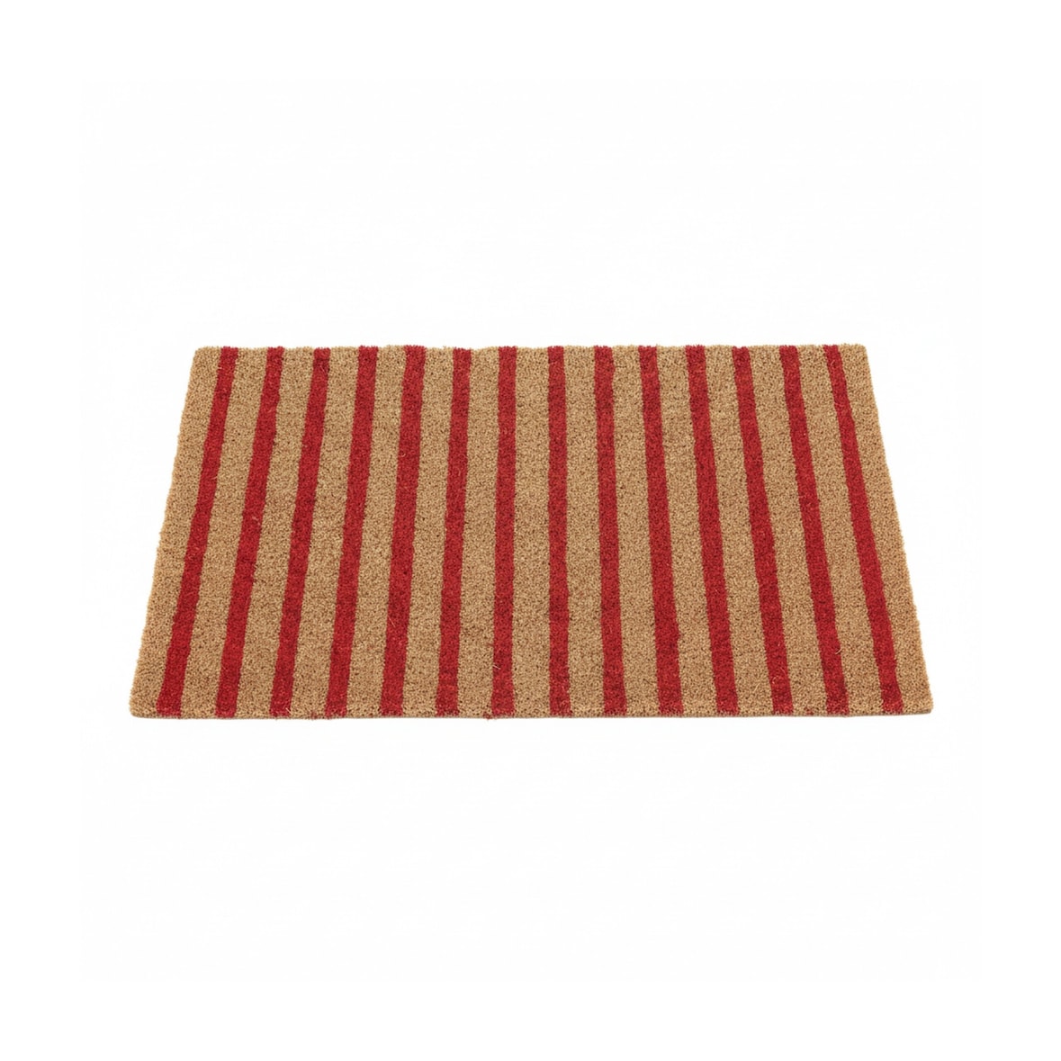 Relaxdays Fußmatte Kokos, Vorleger natur-rot gestreift, 40x60, Türmatte für innen & außen, rutschfest, wetterfest, natur