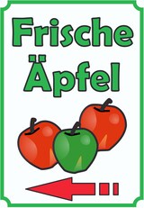 thumbnail of Verkaufsschild Schild ÄpfelHochkant mit Pfeil links A3 Rückseite selbstklebend