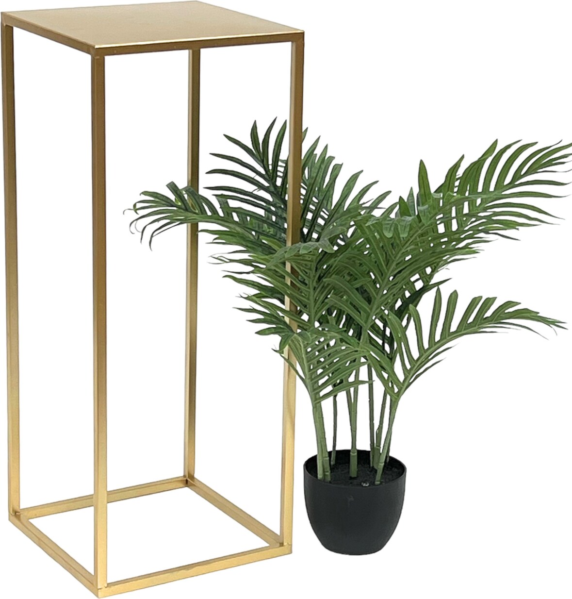 DanDiBo Blumenhocker Metall Gold Eckig 70 cm Blumenständer Beistelltisch 96506 L Blumensäule Modern Pflanzenständer Pflanzenhocker