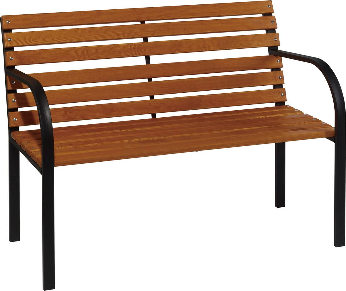 METRO PROFESSIONAL Banco de 2 plazas, madera de pino/acero, 120 cm, marrón/negro
