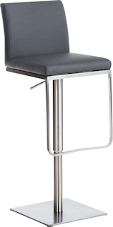 thumbnail of Barhocker CARIN - Kunstleder Grau 42x44x86 cm Silber | Barstuhl Höhenverstellbar Mit Lehne Drehbar Tresenhocker Tresenstuhl Kneipenhocker Kneipenstuhl