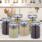 thumbnail of Relaxdays Vorratsgläser mit Edelstahldeckel, 6er Set, Vorratsdosen aus Glas, 3 Größen, luftdicht, transparent/silber