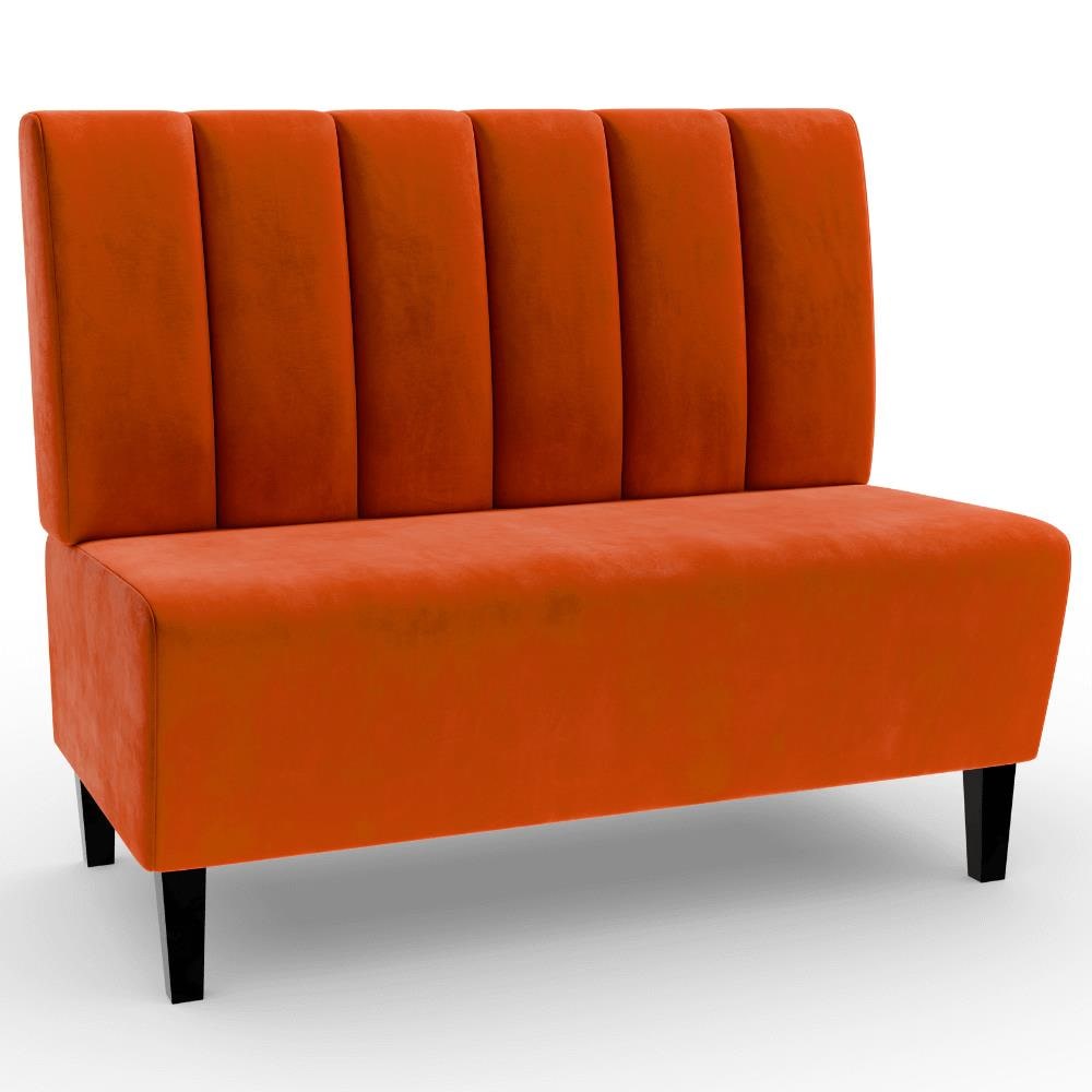 Gastro Sitzbank Paris | 140 cm breit | Samtstoff in Orange | Vertikal | Dinerbank