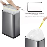 thumbnail of WellHome - Edelstahl-Abfalleimer mit automatischem Sensor und Flügeldeckel, Metallicfarbe, 70 l – 41 x 26,5 x 77 cm