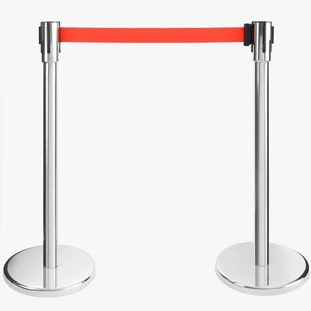 2x Colonnina segnapercorso con nastro retrattile rosso Barriere retrattili