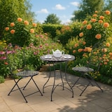 thumbnail of Mosaiktisch 60 cm Ø, mediterraner Garten- & Terrassentisch, 71 cm hoch, Anthrazit-Grau-Beige, Raburg Mayla