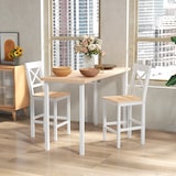 thumbnail of Conjunto de 2 taburetes de bar altura asiento 60,2 cm taburetes de cocina de madera con respaldo y reposapiés carga 120 kg para comedor salón