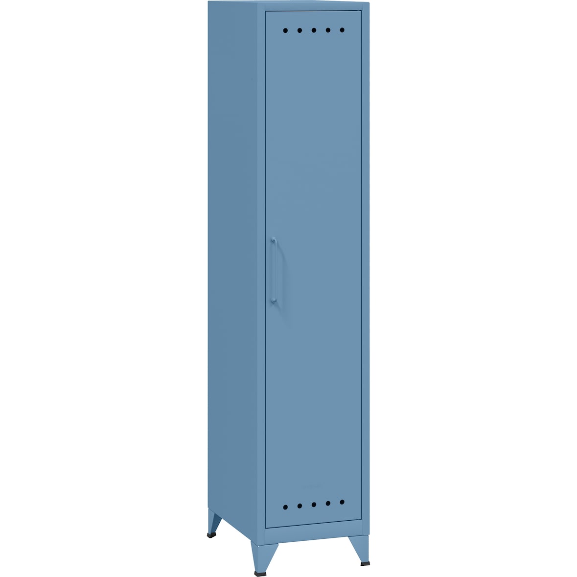Bisley Fern Locker Garderobenschrank aus Metall | Spind mit Kleiderstange & Hutfachboden im Retro-Instustrial Design in blau