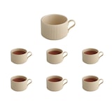 thumbnail of APS Cappuccinokopje THE GRID 6-delige set - porselein, Ø 9 cm, 200 ml, zandkleurig, stapelbaar