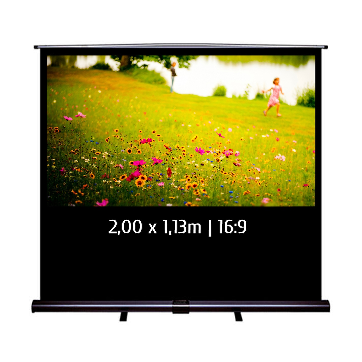 KIMEX - Ecran de projection transportable Pull Up 2,00 x 1,13m - Format 16:9
