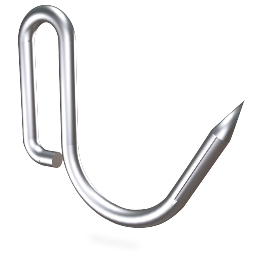 Crochet inox de boucher a tige avec rebord en packs