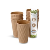 thumbnail of BIOZOYG 50 Stück Riffelbecher 400 ml / 16 oz Kaffee To Go Pappbecher, ungebleicht braun, Einwegbecher, Nachhaltig, Biologisch Abbaubar, Einwegbecher