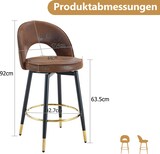 thumbnail of Barhocker Stoff Braun/Schwarz mit Metallgestell, 360° drehbar, mit Rückenlehne und Fußstütze