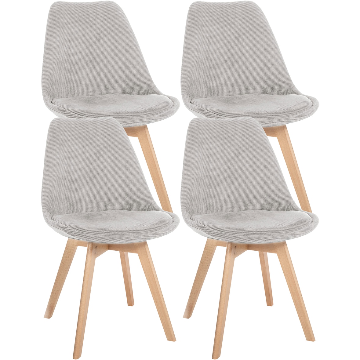 Set van 4 eetkamerstoelen Linares beige/Ribstof