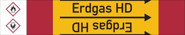 Rohrleitungskennzeichen Erdgas HD - 33000x105 mm Folie selbstklebend