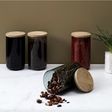 thumbnail of Glazen voorraadpot met bamboe deksel - 1 liter - ø 10 x 18,4 cm - Sluit lucht dicht af - Blauw