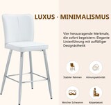 thumbnail of Barhocker aus PU-Leder und Metall Weiß/Silber, mit Rückenlehne und Fußstütze