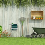 thumbnail of Relaxdays Schlauchtrommel Metall, Schlauchaufroller leer, Edelstahl & Aluminium, Boden & Wand, 30,5x45x36,5 cm, silber