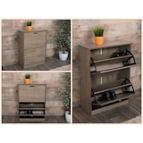 thumbnail of Scarpiera salvaspazio con 2 ante a ribalta HWC-K45 MDF legno paulonia marrone