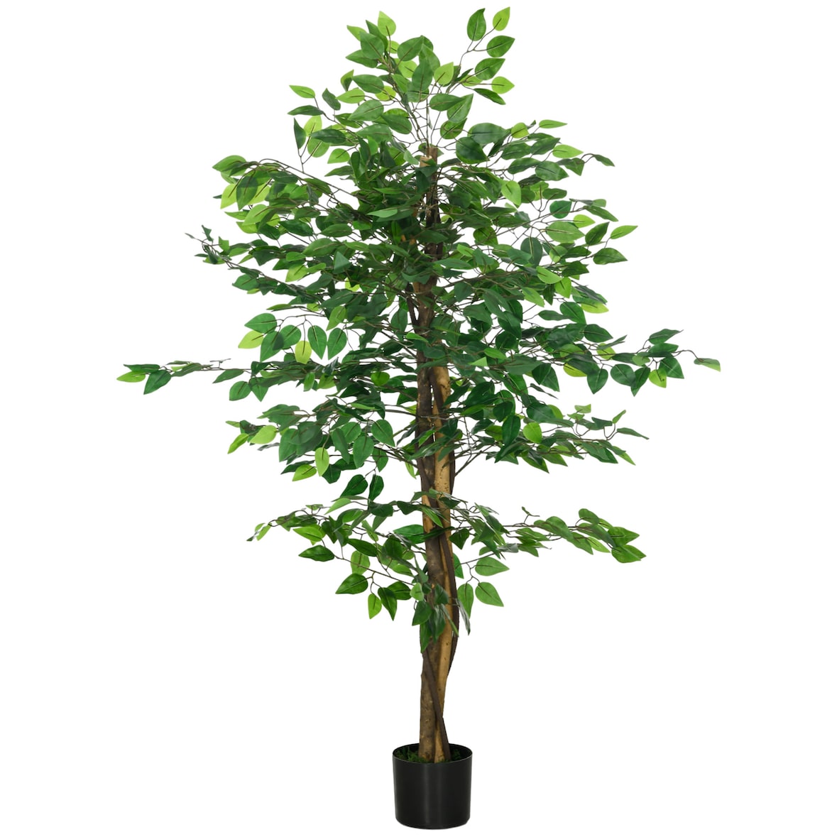 HOMCOM ficus artificial con maceta 150 cm planta artificial con 882 hojas para interiores decoración en salón oficina casa verde