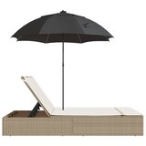 thumbnail of vidaXL Ligbed 2-persoons met kussens en parasol poly rattan beige