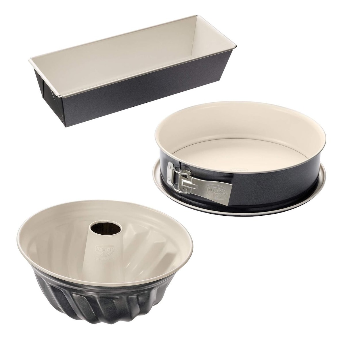 Dr. Oetker 3er Set Backformen Kuchenformen Springform Kastenform Gugelhupfform
