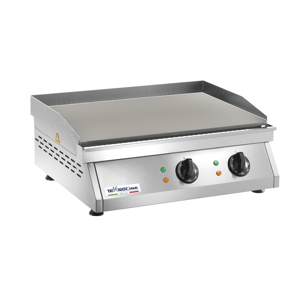 Teknoline, FRY TOP, Piano cottura acciaio LISCIO, 2x3000W-400/3N, Temperatura 0-300°C, Regolazione indipendente, cassetto per residui, Mod.FRT2L.