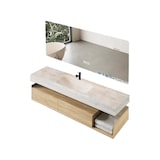 thumbnail of Wandhängendes Badezimmermöbel-Set mit Sinterstein-Waschbecken, Spiegel, Unterschrank und Ablaufgarnitur 120×55 cm【RWR208-120】
