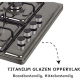thumbnail of Wiggo WH-G604F(T) Vrijstaande Gaskookplaat - 60 cm - Titanium