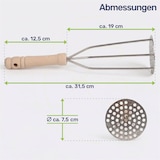 thumbnail of Kartoffelstampfer aus Buche mit Metallplatte für Kartoffelpüree