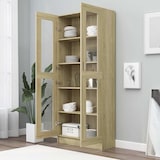 thumbnail of vidaXL Vitrinekast 82,5x30,5x185 cm bewerkt hout sonoma eikenkleurig