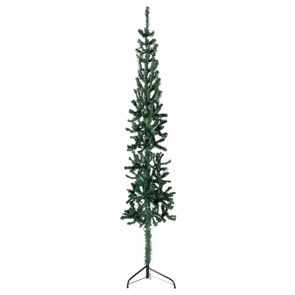 vidaXL Kunstkerstboom half met standaard smal 180 cm groen