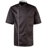 thumbnail of 224 - Kochjacke halbarm, Druckknöpfe, Fb. schwarz mit farbiger Paspel : silbergrau 65% Polyester 35%Baumwolle 220 g/m² XS