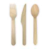 thumbnail of Pomebio - Houten Bestek 150 stuks | 50 vorken | 50 lepels | 50 messen
