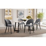 thumbnail of Merax Essgruppe, (Set,117×68cm Esstisch mit 4 Stühlen), Verstellbare Stuhlbeine, Grau Samt,Schwarz Tischbeine