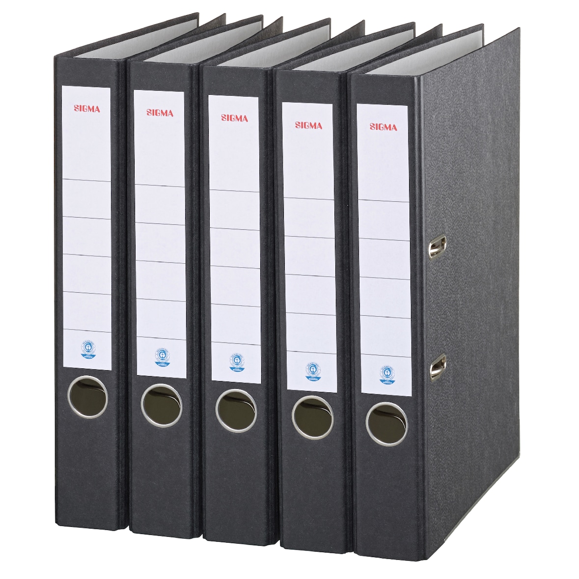 SIGMA Wolkenmarmor-Ordner, Hartpappe, DIN A4, 50 mm, schmal, schwarz, 5 Stück