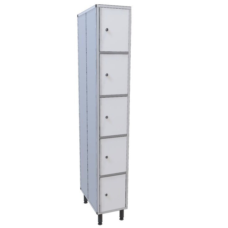 Taquilla de pvc de ancho 400mm de 1 módulo con 5 puertas color gris