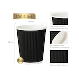 thumbnail of DeinPack 500 Riffelbecher schwarz 200 ml doppelwandig  to Go Pappbecher aus schwarzem Kraftkarton  Kaffeebecher