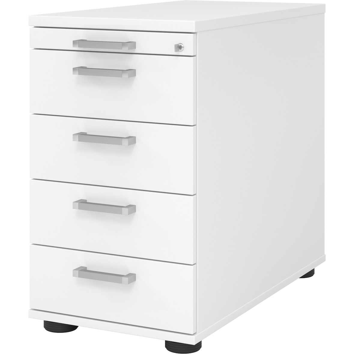 bümö Schreibtisch Schrank abschließbar, Schubladenschrank Holz in weiß, Container mit Schubladen - Schubladen Schrank Büro, Schreibtisch Container