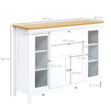 thumbnail of HOMCOM Aparador de Cocina con Armario 2 Cajones 2 Puertas de Vidrio y Estantes Ajustables Muebles Auxiliar de Almacenaje para Comedor 120x40x90 cm