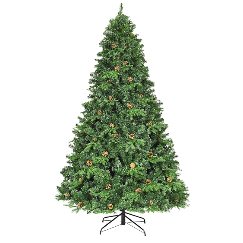 Árvore de Natal artificial LED COSTWAY de 225 cm, árvore de Natal com sistema dobrável e suporte metálico