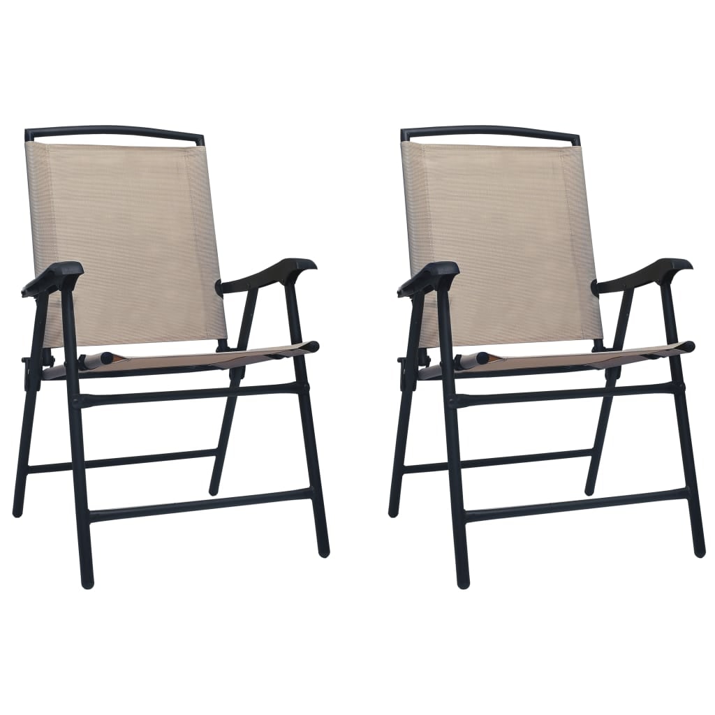 Chaises De Jardin Pliables Lot De 2 Textilène Taupe