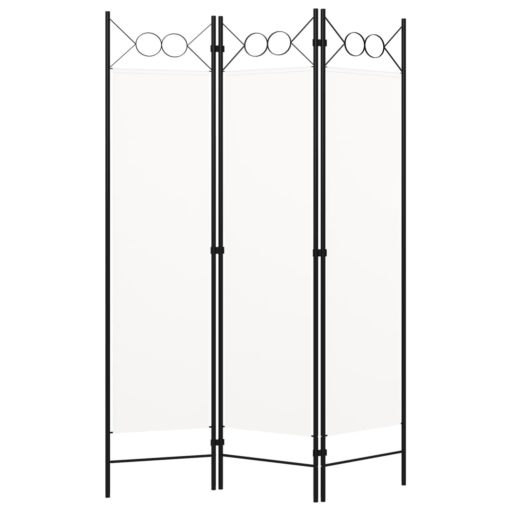 Décoshop26 - Raumteiler 3-teilig 120 x 180 cm weißer Stoff und Eisen DEC030735 DEC030735