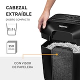 thumbnail of Fellowes Distruggidocumenti a miniframmento LX25M, 6 fogli, per uso personale, con blocco di sicurezza, cestino da 11,5L, sicurezza P-4, nero, 4170601