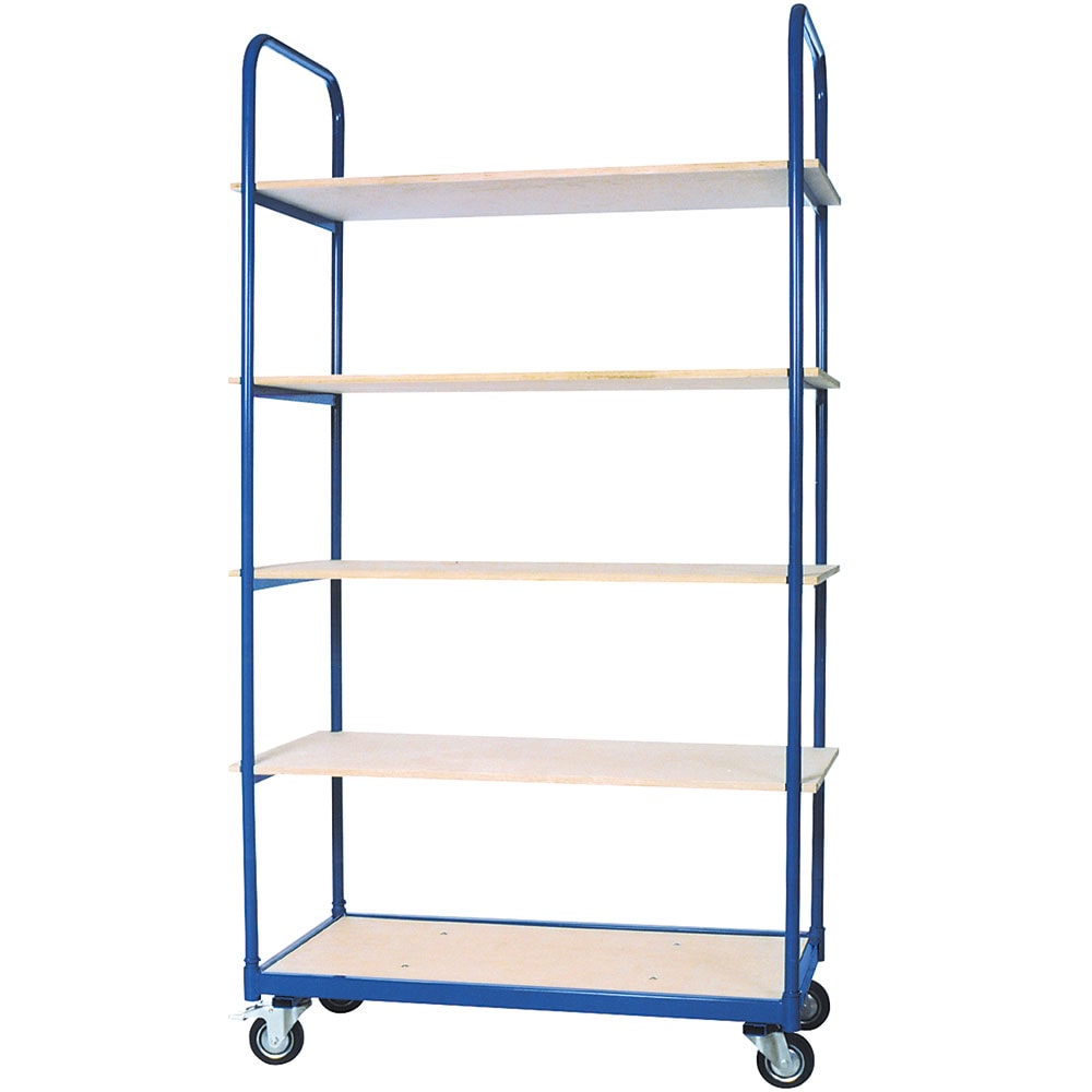 Etagenwagen mit 4 Lenkrollen, 2 mit Bremse, 5 Etagen, LxBxH 1050 x 500 x 1880 mm