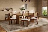 thumbnail of Esszimmerstuhl Set 6er Massivholz Rattan Rückenlehne Leinen Sitzkissen Nussbaum 88x58x50 cm modern stabil und atmungsaktiv