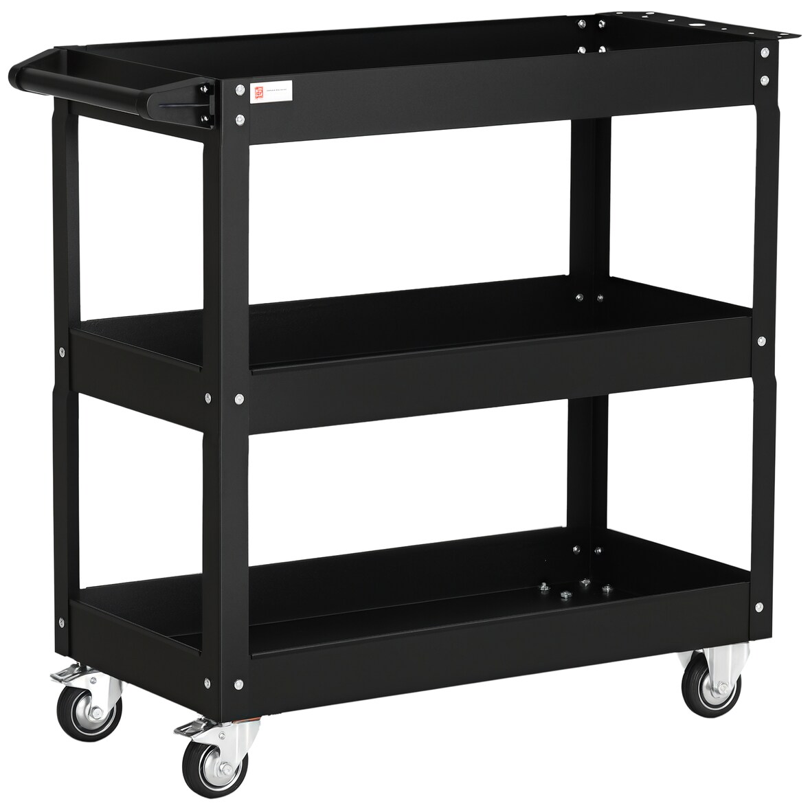 DURHAND carro de herramientas con ruedas carro de taller de acero con 3 estantes de almacenamiento y asa lateral carga 150 kg 83x35,3x76 cm