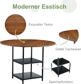thumbnail of Esstisch rund MDF in Nussbaum-Optik und Metall Schwarz, 107x107x75 cm, mit 2 offenen Ablagen für 2–4 Personen