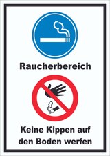 thumbnail of Schild Raucherbereich Boden verboten hochkant A4 (210x297mm)
